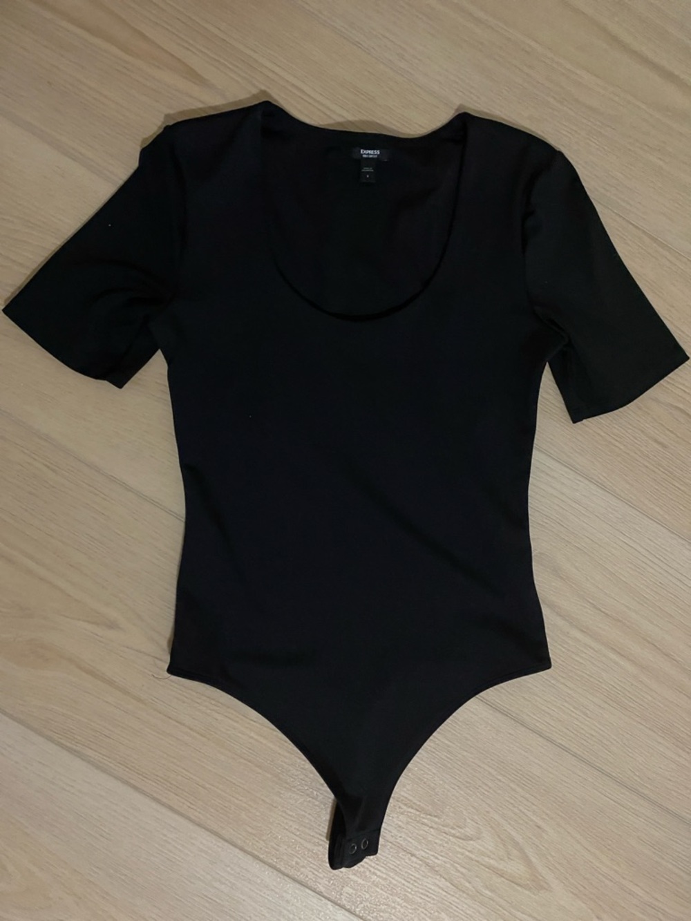 Express Black Scoop Neck Short Sleeve Bodysuit